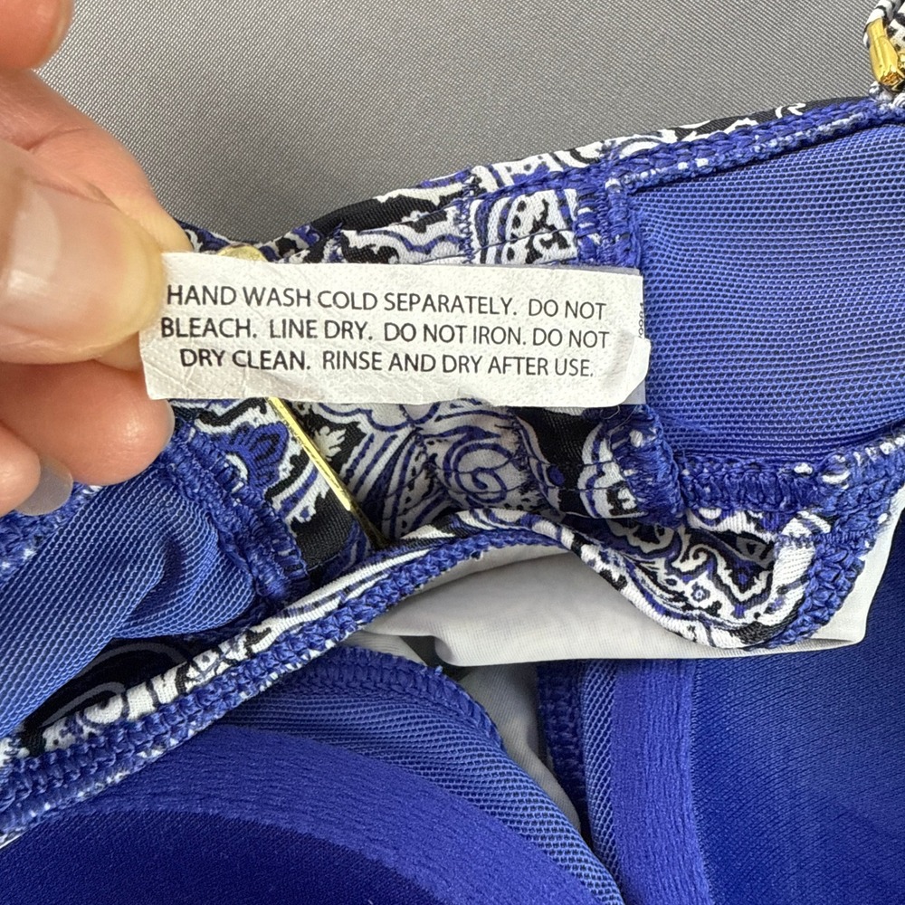 Soma Intimates Blue Paisley Underwire Tankini Swim Top Womens 34DD Medallion - Picture 6 of 16